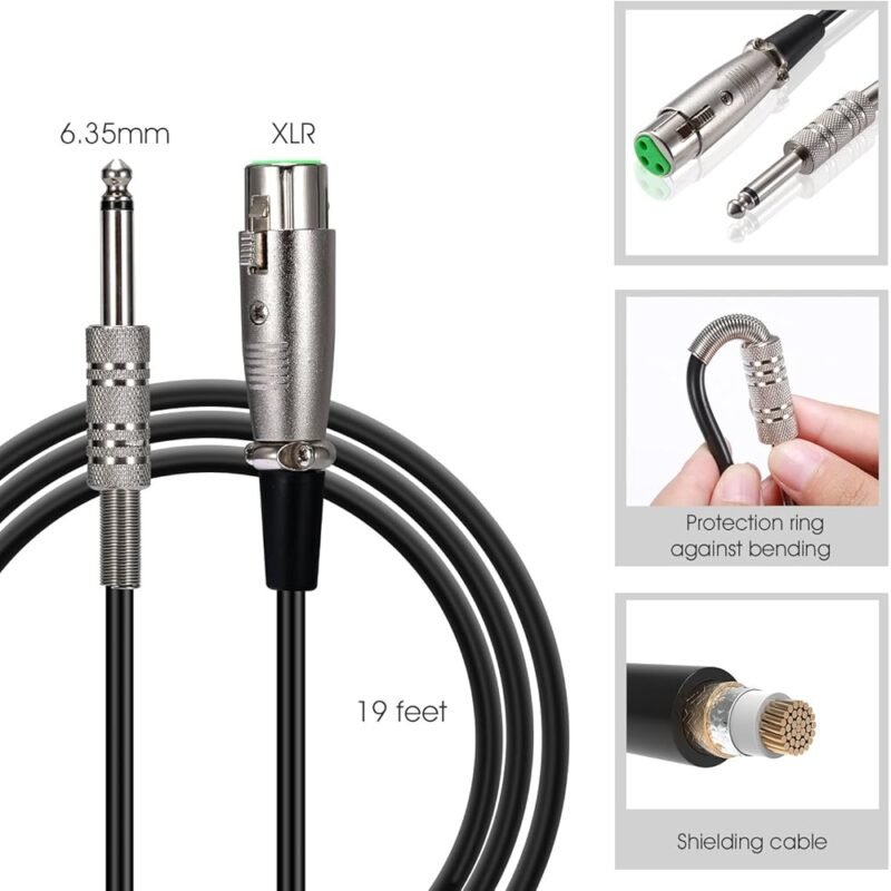 HOTEC Micrófono de Mano Dinámico Vocal Premium con Cable XLR de 19 Pies - Imagen 3