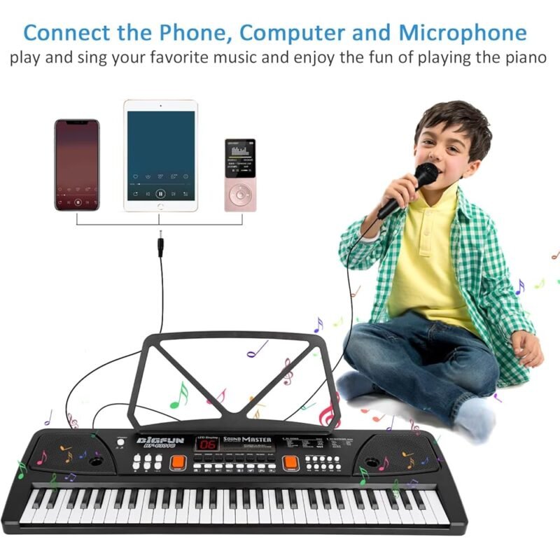 M SANMERSEN Piano para niños con micrófono teclado electrónico educativo - Imagen 7