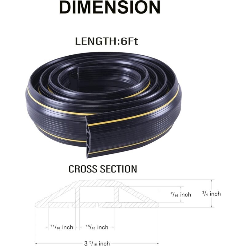 OrangeStar Cubierta de Cable de Suelo de 6 Pies Antideslizante para Seguridad - Imagen 6