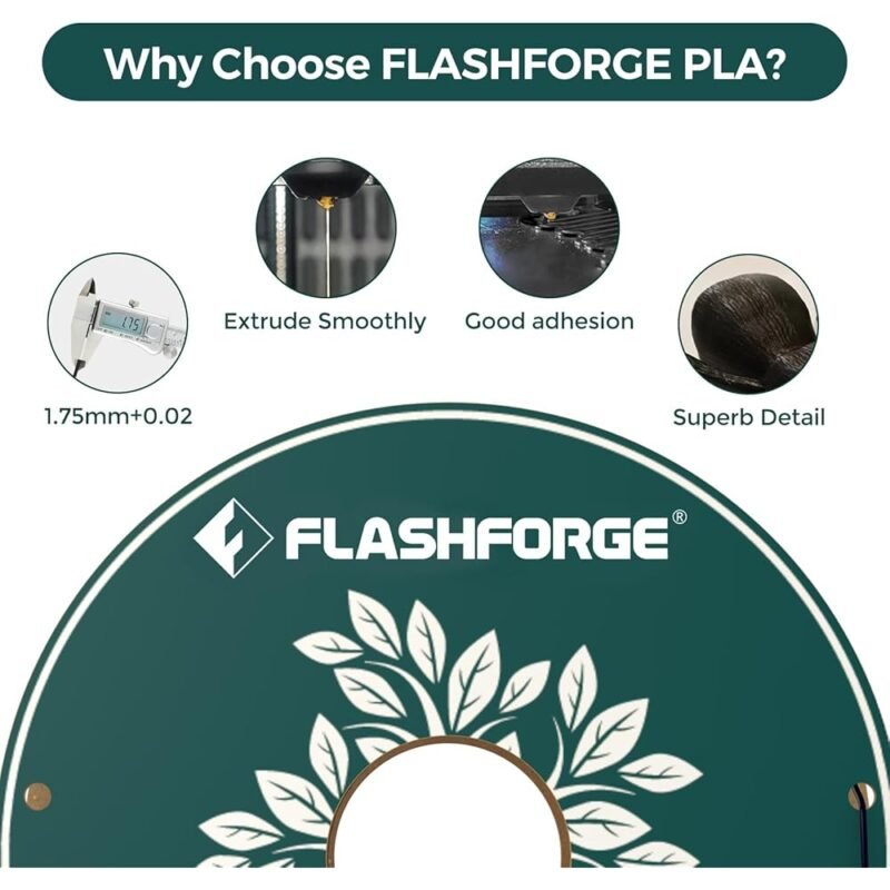 FLASHFORGE Filamento PLA Negro 0.069 pulgadas 2.2 libras para Impresoras 3D - Imagen 3