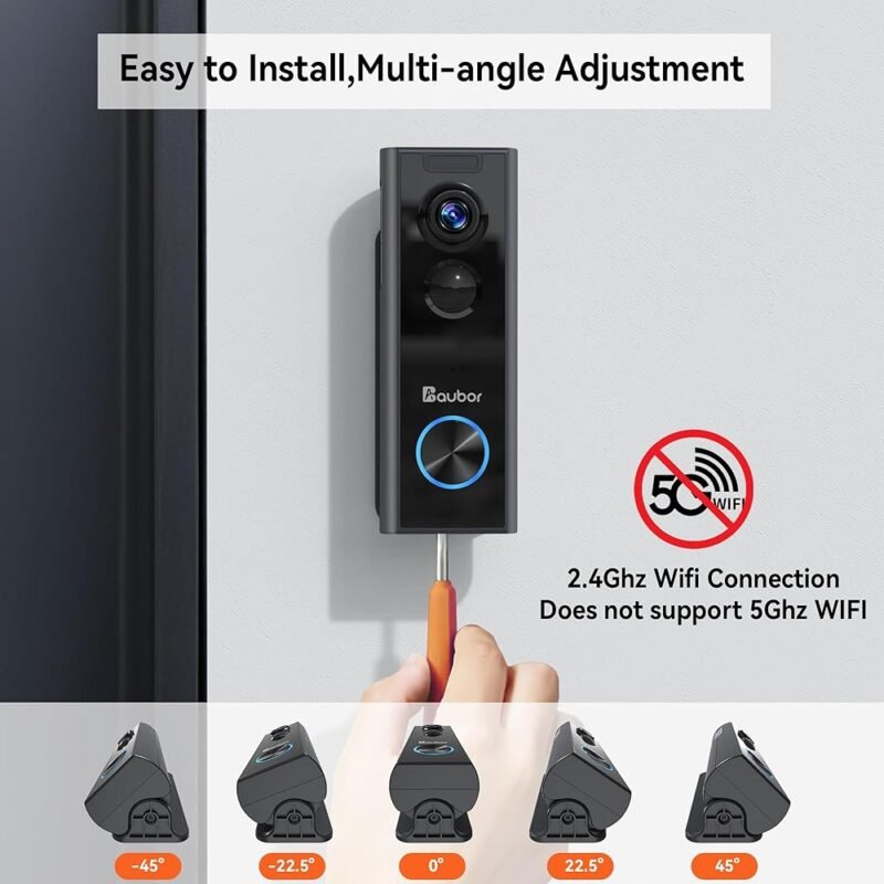 Timbre de Video Inalámbrico Aubor 2K Inteligente WiFi Detección de Movimiento - Imagen 2