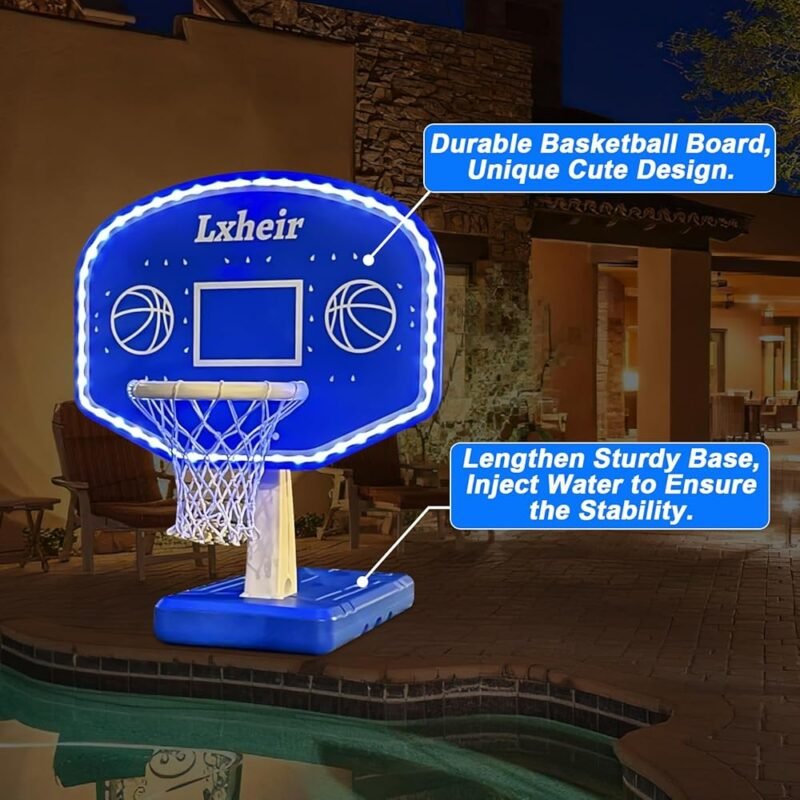 Aro de Baloncesto para Piscina Lxheir con Luces LED y Base Resistente - Imagen 3