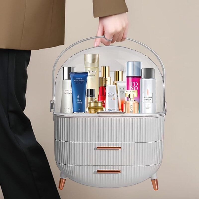 MASSY Caja de almacenamiento de maquillaje Oval organizador portátil de cosméticos - Imagen 5