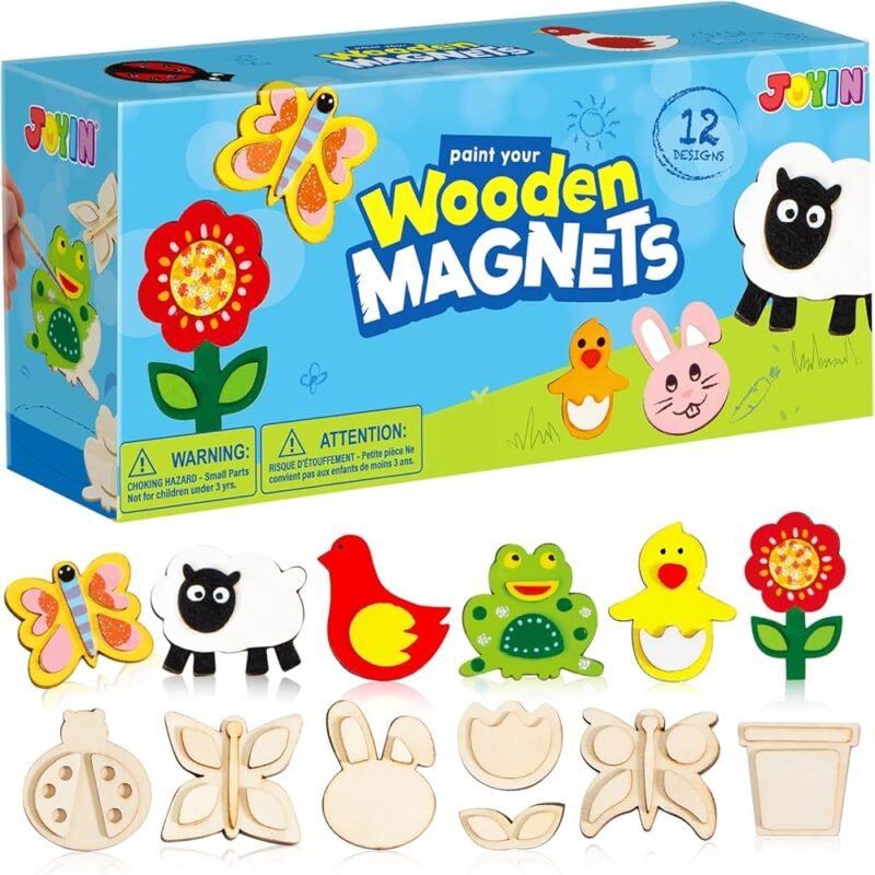 JOYIN Kit de pintura de 12 imanes de madera para niños manualidades creativas