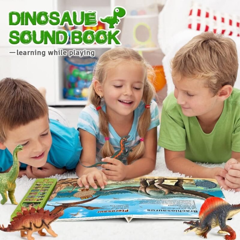 OENUX Juguetes de Dinosaurio con Libro Interactivo para Niños de 3 a 5 Años - Imagen 6