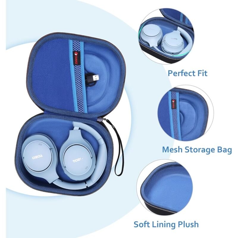 Funda rígida azul para auriculares Sony WH-CH520 TOZO TH2 Bose QC45 Anker - Imagen 2