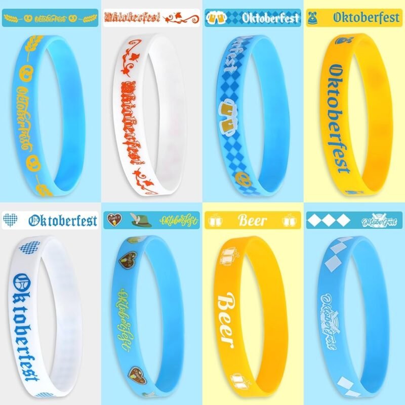 JUNEBRUSHS 64 Pulseras de Silicona para Fiestas de Oktoberfest - Imagen 3