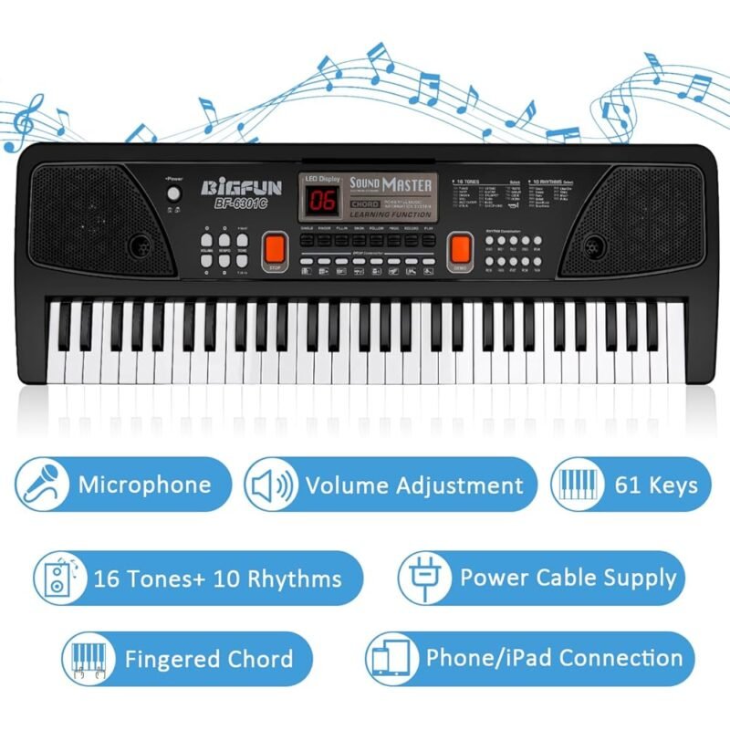 M SANMERSEN Piano para niños con micrófono teclado electrónico educativo - Imagen 2