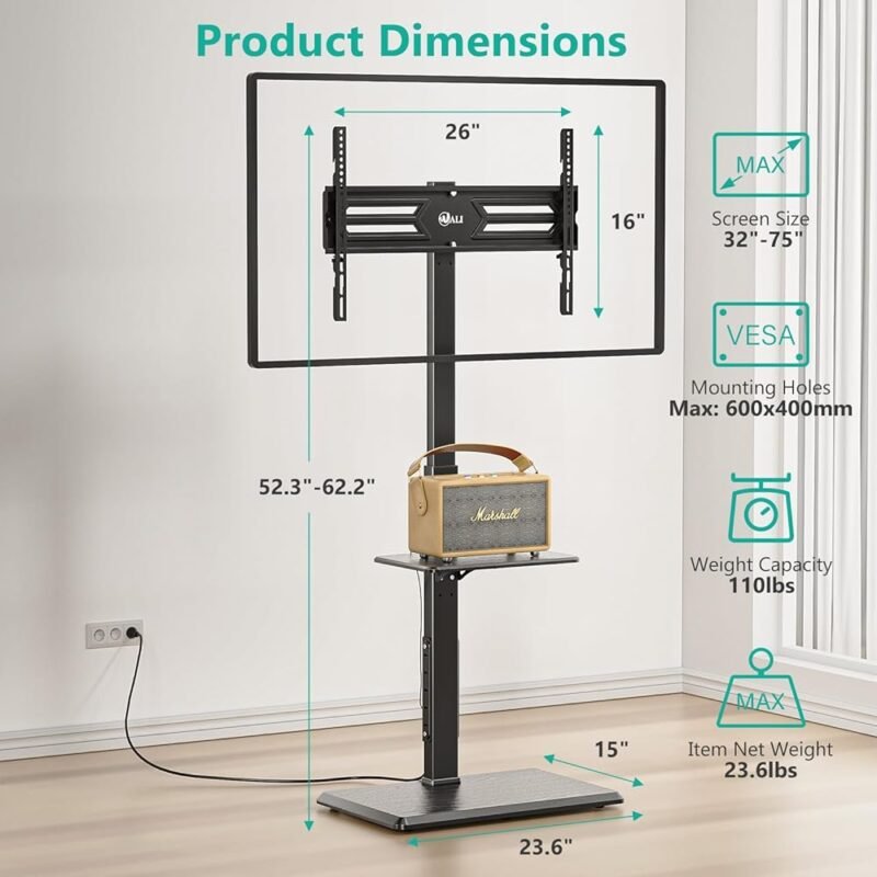 WALI Soporte Universal para TV de Suelo Ajustable para Pantallas de 32 a 75 Pulgadas - Imagen 5