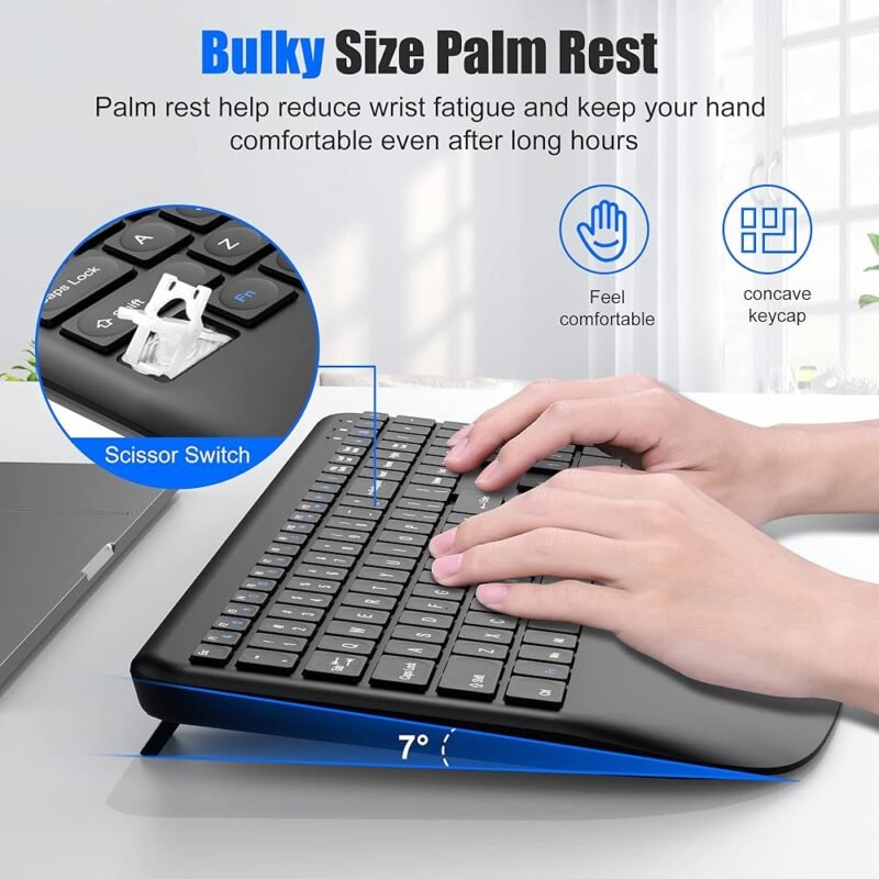 Teclado y Mouse Inalámbricos Ergonómicos Recargables 2.4G - Imagen 2