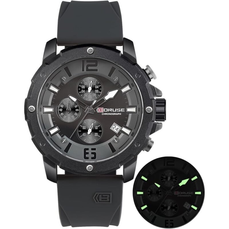 BORUSE Reloj de Hombre Deportivo Impermeable Cronógrafo Analógico