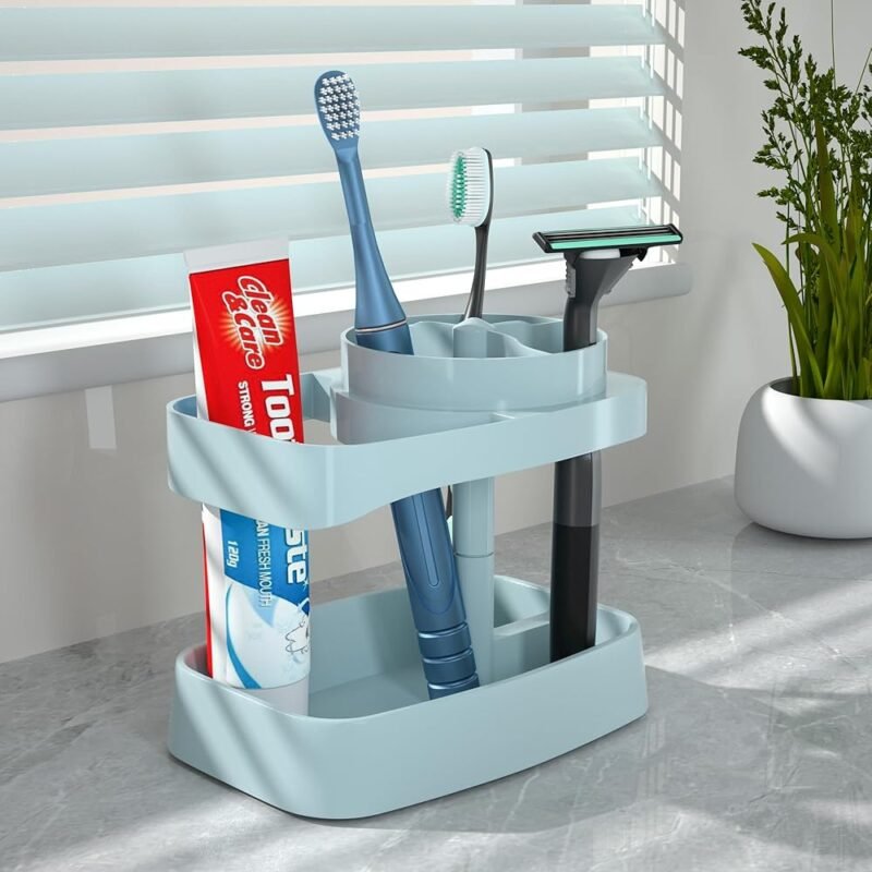 CRKIOB Juego de soporte para cepillos de dientes para baño y dormitorio - Imagen 4