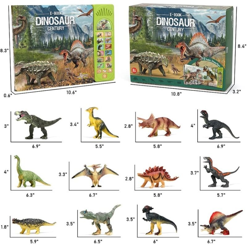 OENUX Juguetes de Dinosaurio con Libro Interactivo para Niños de 3 a 5 Años - Imagen 7