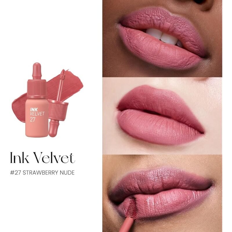 Peripera Lip Tint Ink the Velvet Color Duradero Ligero 027 Strawberry Nude - Imagen 4