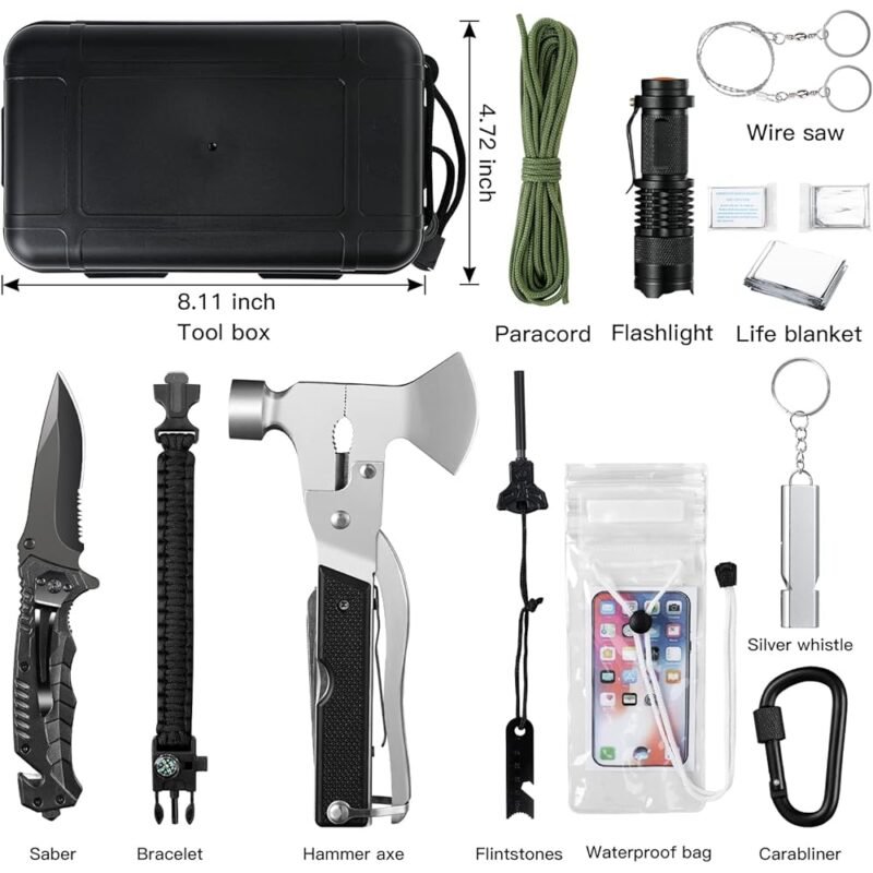 ACEROMT Kit de Supervivencia 13 en 1 Accesorios para Aventura y Emergencias - Imagen 2