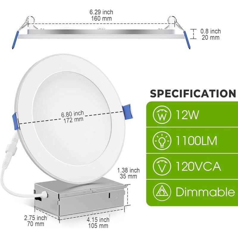 L LOHAS LED Paquete de 4 luces empotrables de 6 pulgadas 5CCT - Imagen 6