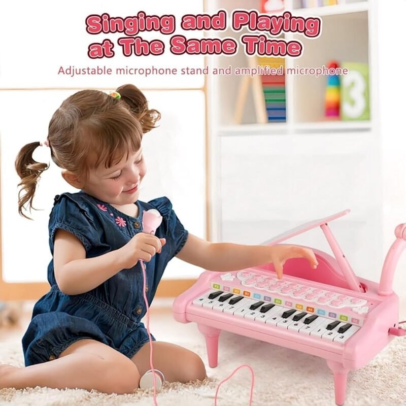 Juguetes de Piano para Niñas 24 Teclas con Micrófono y Notas Musicales - Imagen 3