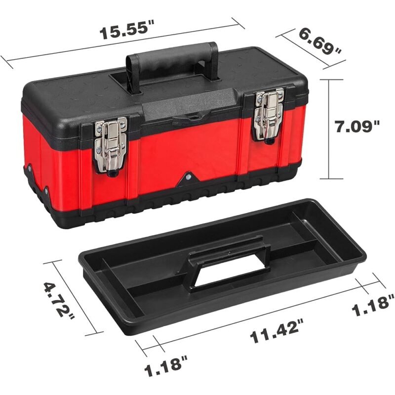 Jack Boss Caja de Herramientas de Acero de 15.5 Pulgadas con Bandeja Extraíble - Imagen 2