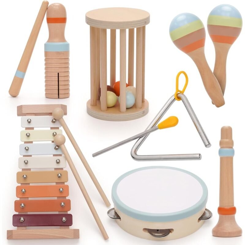 Instrumentos Musicales Montessori para Bebés Juego de Percusión de Madera