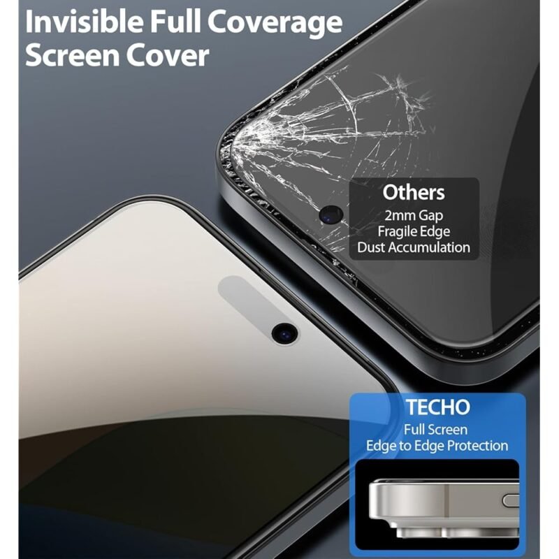 TECHO Protector de pantalla de privacidad para iPhone 16 Pro 6.3 pulgadas - Imagen 3