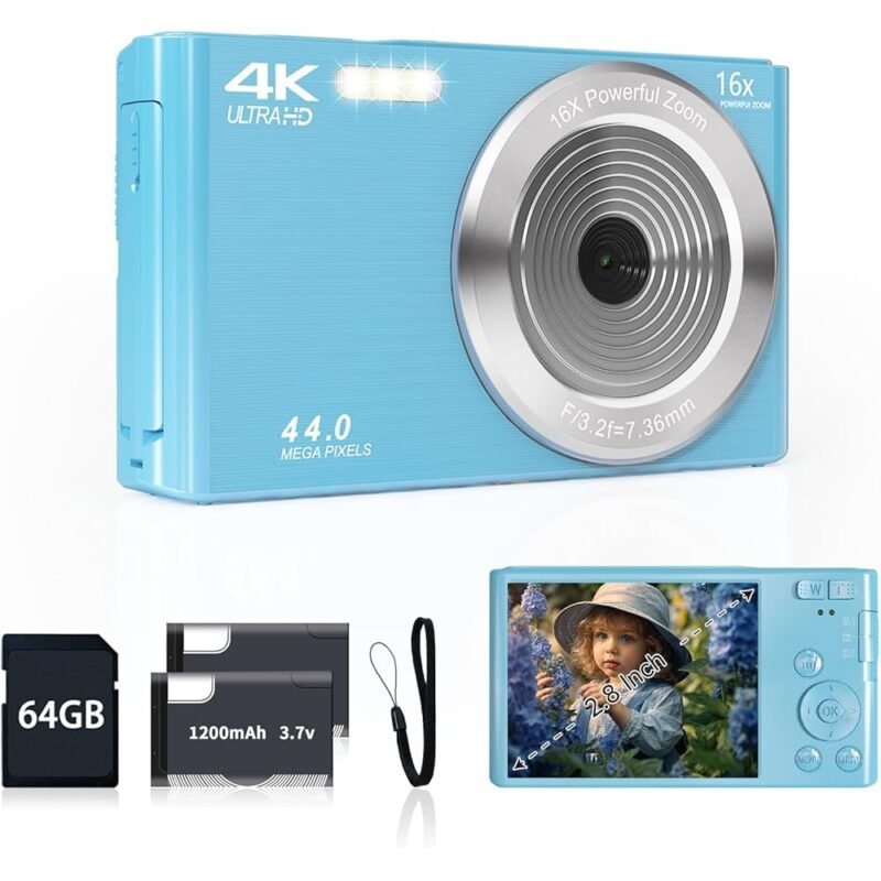 Cámara Digital SMARTKLIK FHD 4K 44MP Azul para Adolescentes