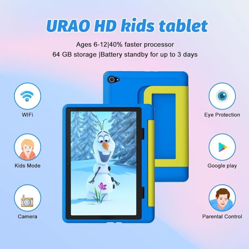 URAO Tableta para Niños Android 14 10 Pulgadas Octa-Core 64 GB - Imagen 2