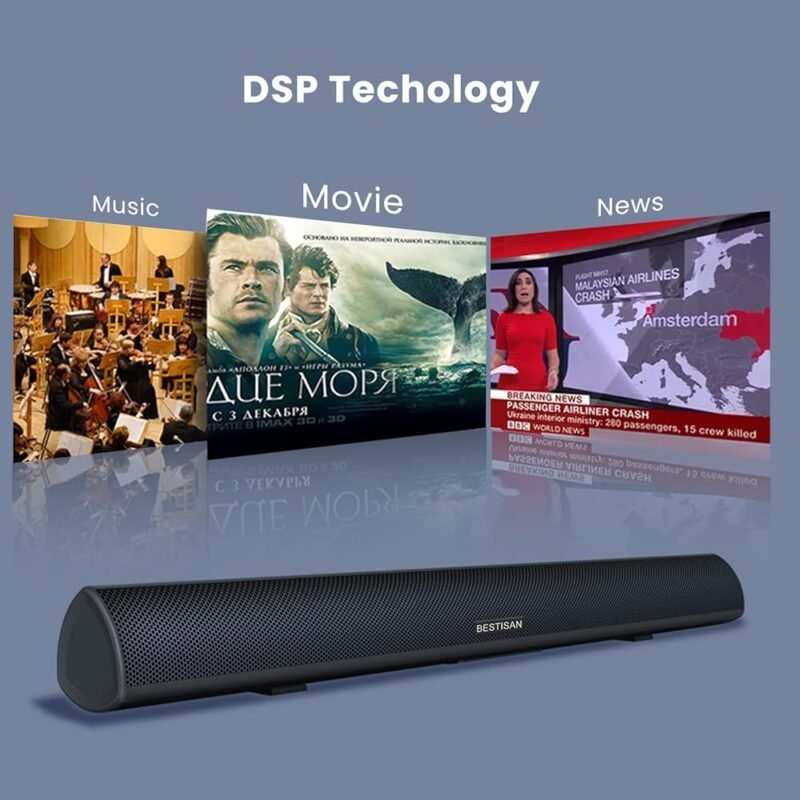 BYL Barra de sonido con cable y Bluetooth 5.0 para TV 71 cm - Imagen 2