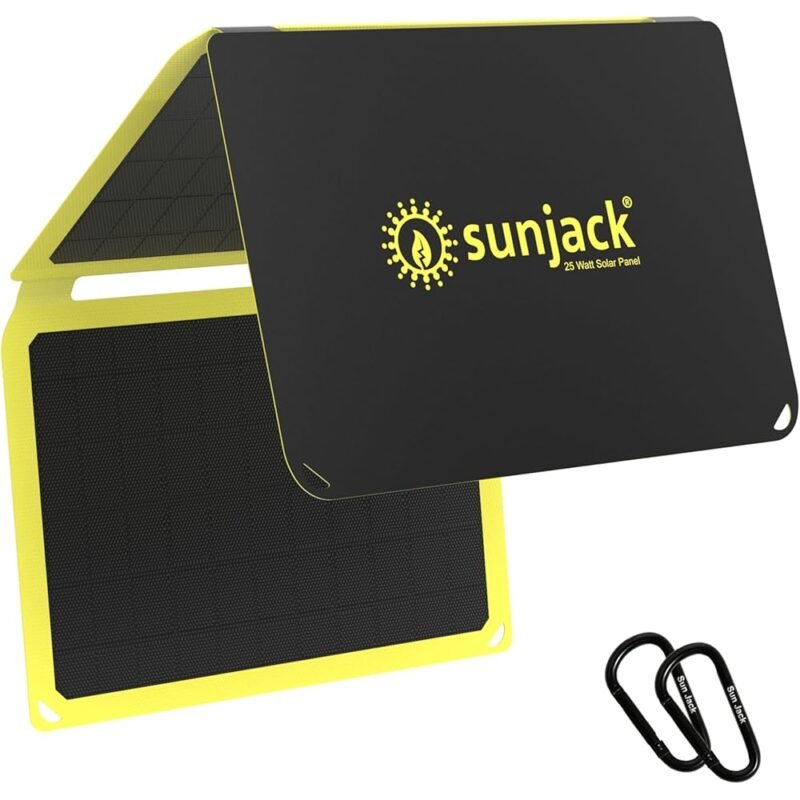 SunJack Cargador Solar Plegable de 25W IP67 Resistente para Exterior