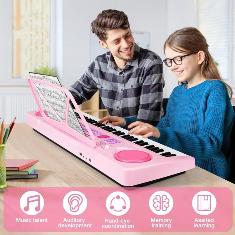 WOSTOO Piano de teclado portátil para niños con 61 teclas y micrófono - Imagen 7