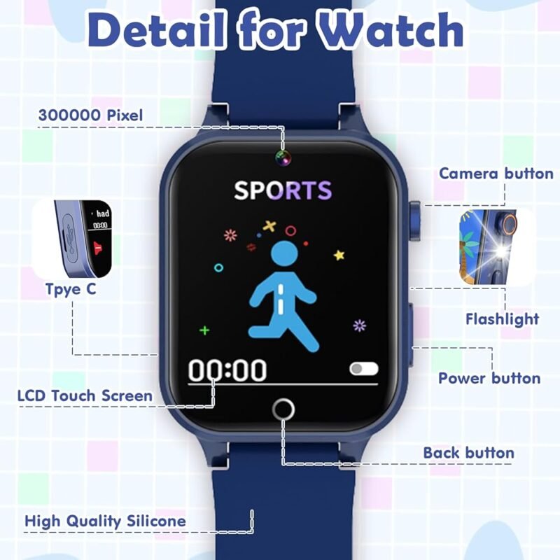 Reloj Inteligente para Niños Luyiilo con Juegos y Cámara HD - Imagen 5