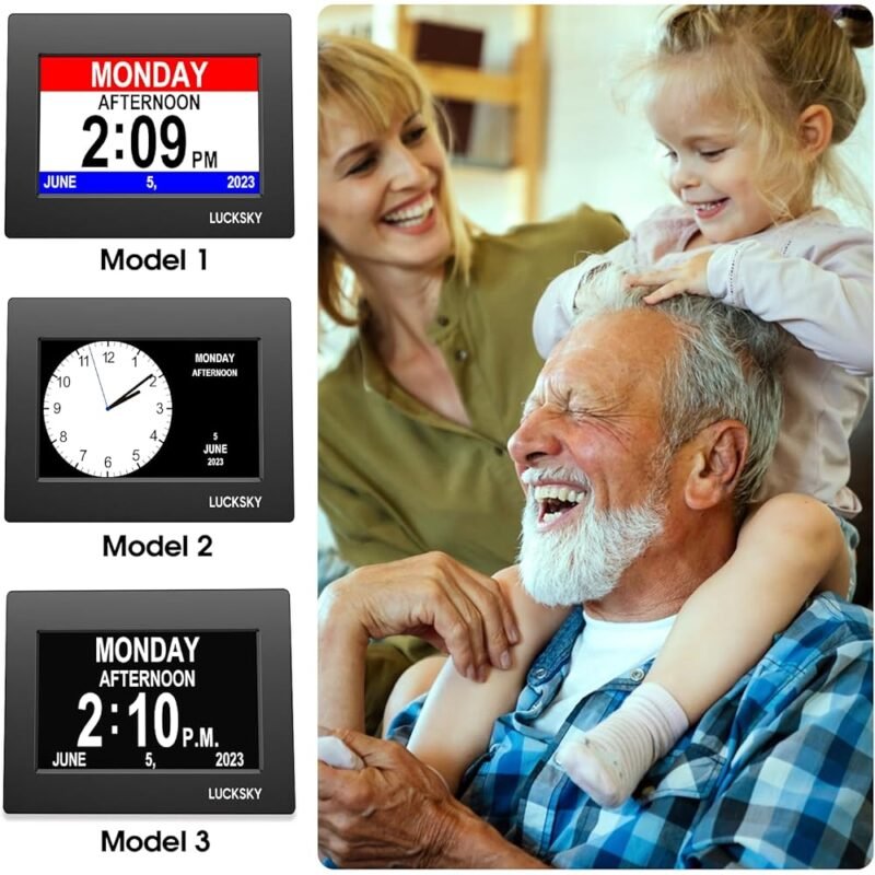 Lucksky Reloj Digital con Pantalla Grande para Ancianos 19 Despertadores - Imagen 4