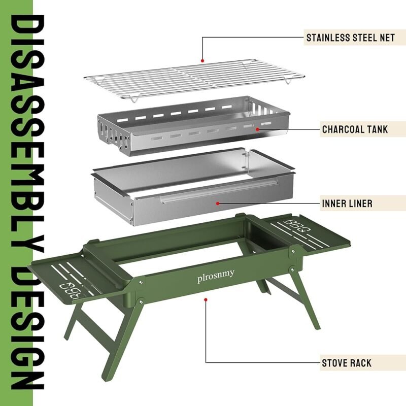 Plrosnmy Parrilla de Carbón Portátil Pequeña para Viajes - Imagen 3