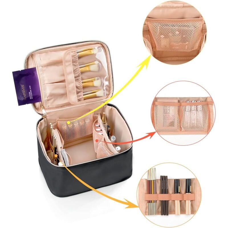 OCHEAL Bolsa de maquillaje de viaje organizador de cosméticos grande - Imagen 4