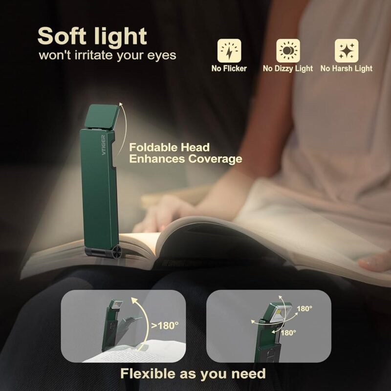 VTIGER Luz de lectura recargable USB LED plegable para libros - Imagen 2