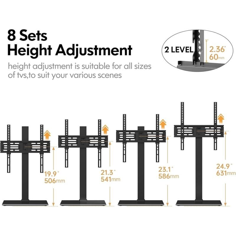 FITUEYES Soporte universal de TV de 32 a 70 pulgadas con altura ajustable - Imagen 2