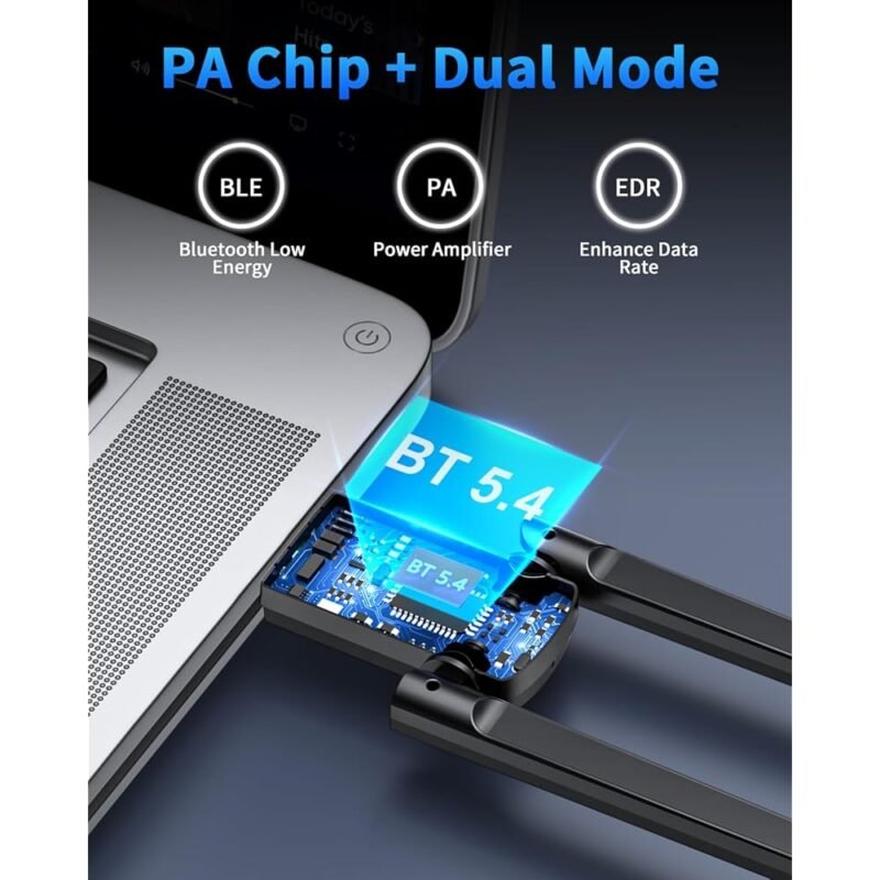 ZEXMTE Adaptador Bluetooth USB de Largo Alcance para PC con Antena de Alta Ganancia - Imagen 2