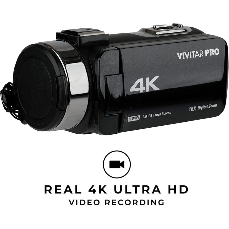 Vivitar Cámara de video 4K Videocámara Wi-Fi Ultra HD con Zoom Digital - Imagen 4