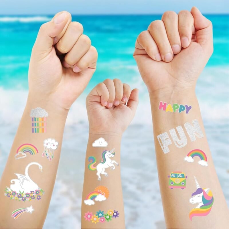 Gabizafia Tatuajes Temporales Unicornio Arco Iris para Niños - Imagen 5