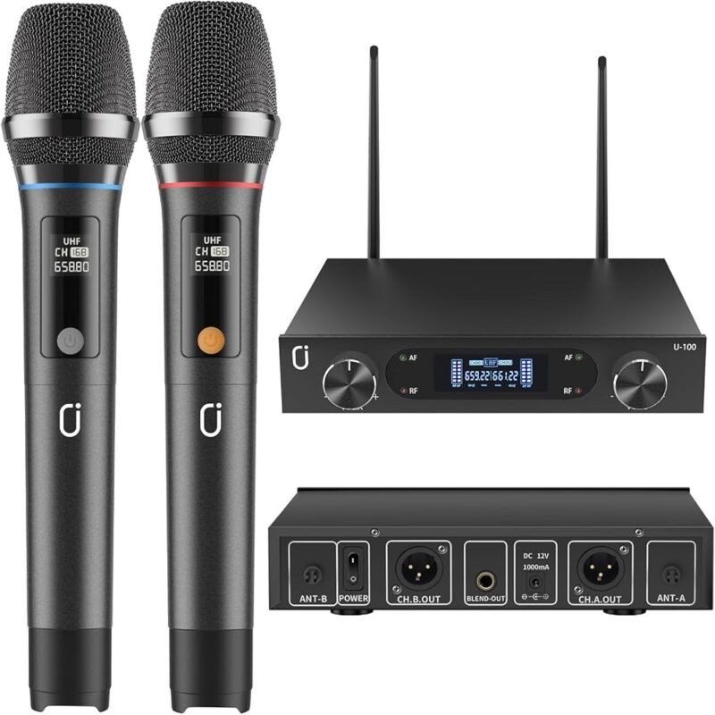 HWWR Micrófonos Inalámbricos UHF Profesionales para Karaoke y Eventos