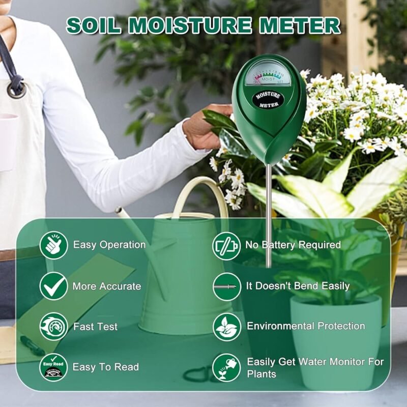 SZHLUX Medidor de Humedad de Suelo Sensor Higrómetro para Jardinería 10.23 Pulgadas Verde - Imagen 5