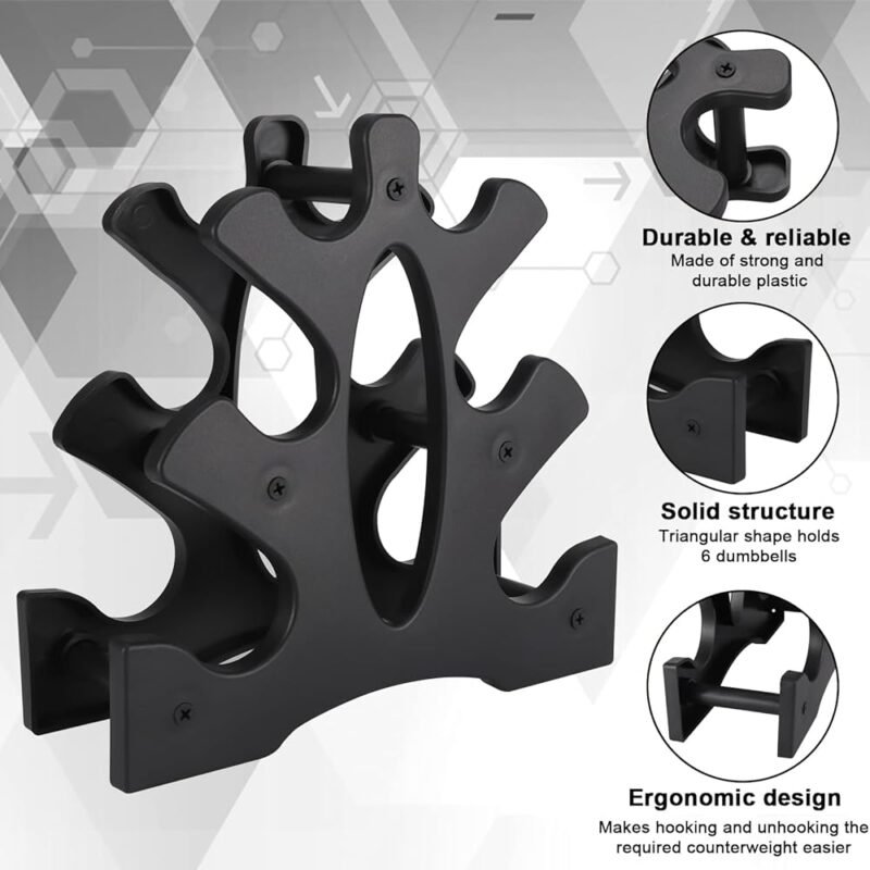 AUXSOUL Soporte para mancuernas de 3 niveles Estante de peso compacto - Imagen 3