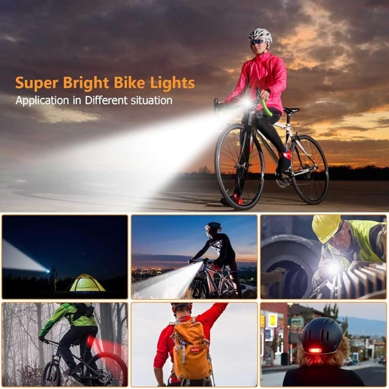 EBUYFIRE Luces LED de bicicleta 3000 LM faro y luz trasera recargables - Imagen 6