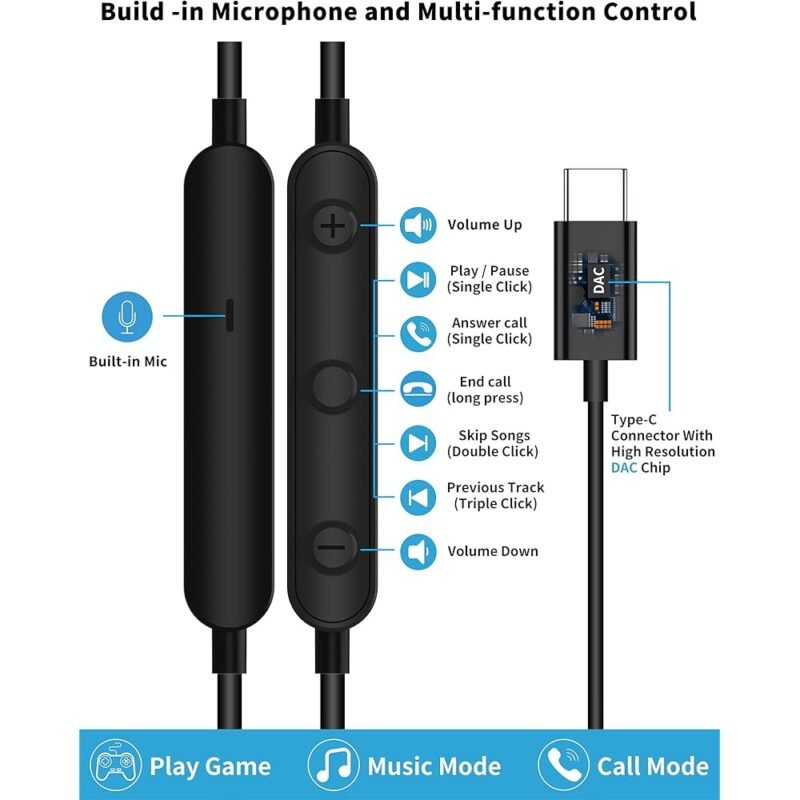 Auriculares USB C TITACUTE in Ear con Micrófono y Cancelación de Ruido - Imagen 3