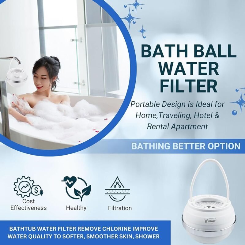 VXCELLENT Filtro de Agua de Bola de Baño 8 Etapas para Grifo de Bañera - Imagen 6