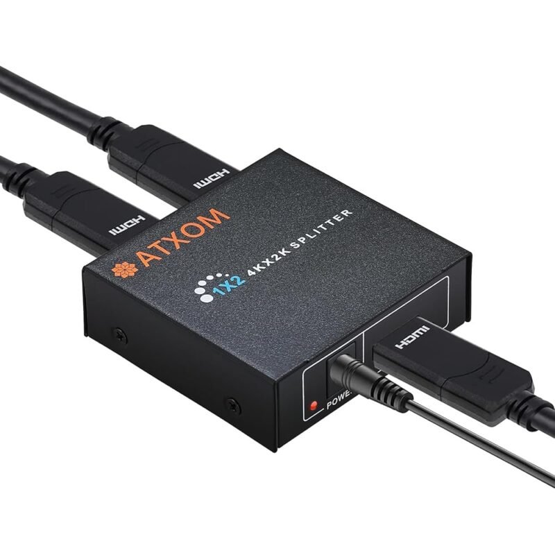 ATXOM Divisor HDMI 1 en 2 salidas hasta 4K 60Hz para pantallas duplicadas