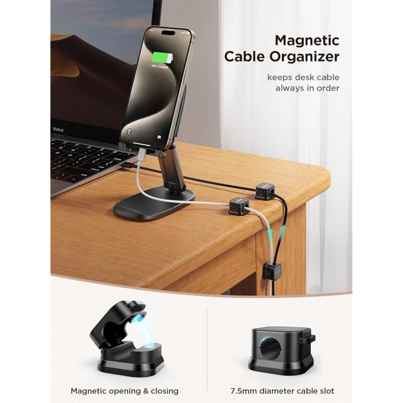 JOYROOM Paquete de 6 Clips Magnéticos para Cables con Soporte Adhesivo - Imagen 2