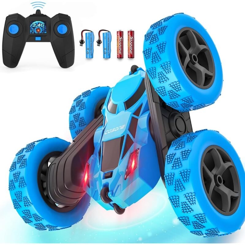 Coche de Control Remoto Cosone para Niños con Acrobacias y Luces LED Azul