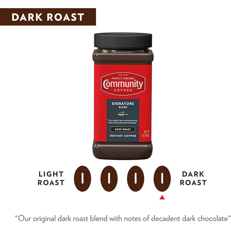 Community Coffee Signature Blend Dark Roast Premium Tarro Instantáneo 7 Onzas - Imagen 4