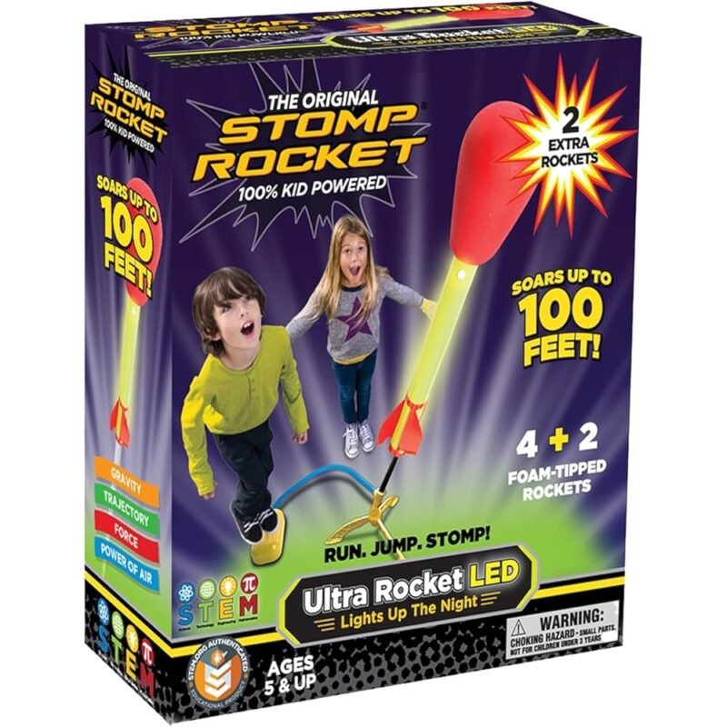 Stomp Rocket Lanzador Original Cohetes Ultra LED 100 Pies para Niños