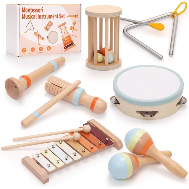 Instrumentos Musicales Montessori para Bebés Juego de Percusión de Madera - Imagen 8